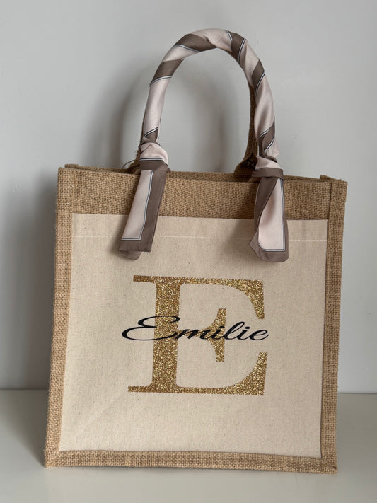 Petit Sac Cabas en jute + accessoires