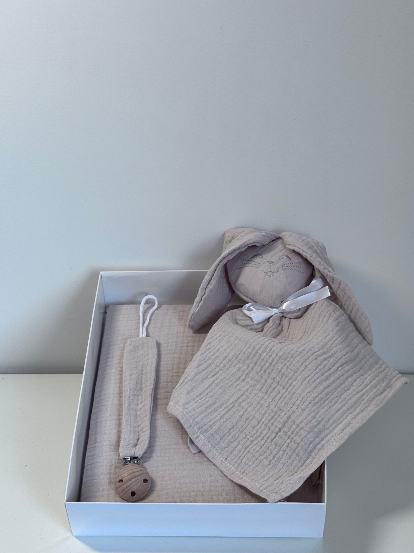 Coffret Carnet de Santé + Attache Tétine + Doudou lapin