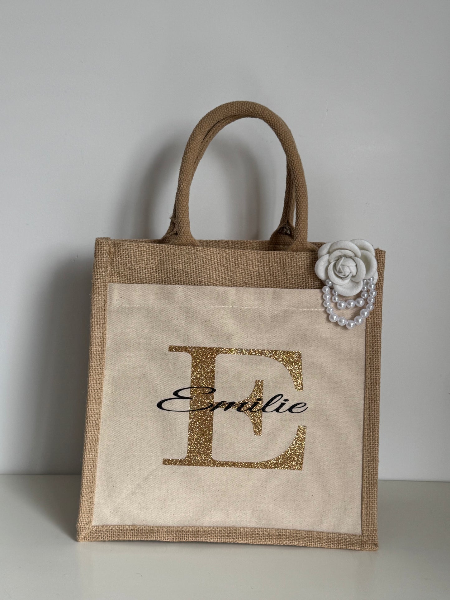 Petit Sac Cabas en jute + accessoires