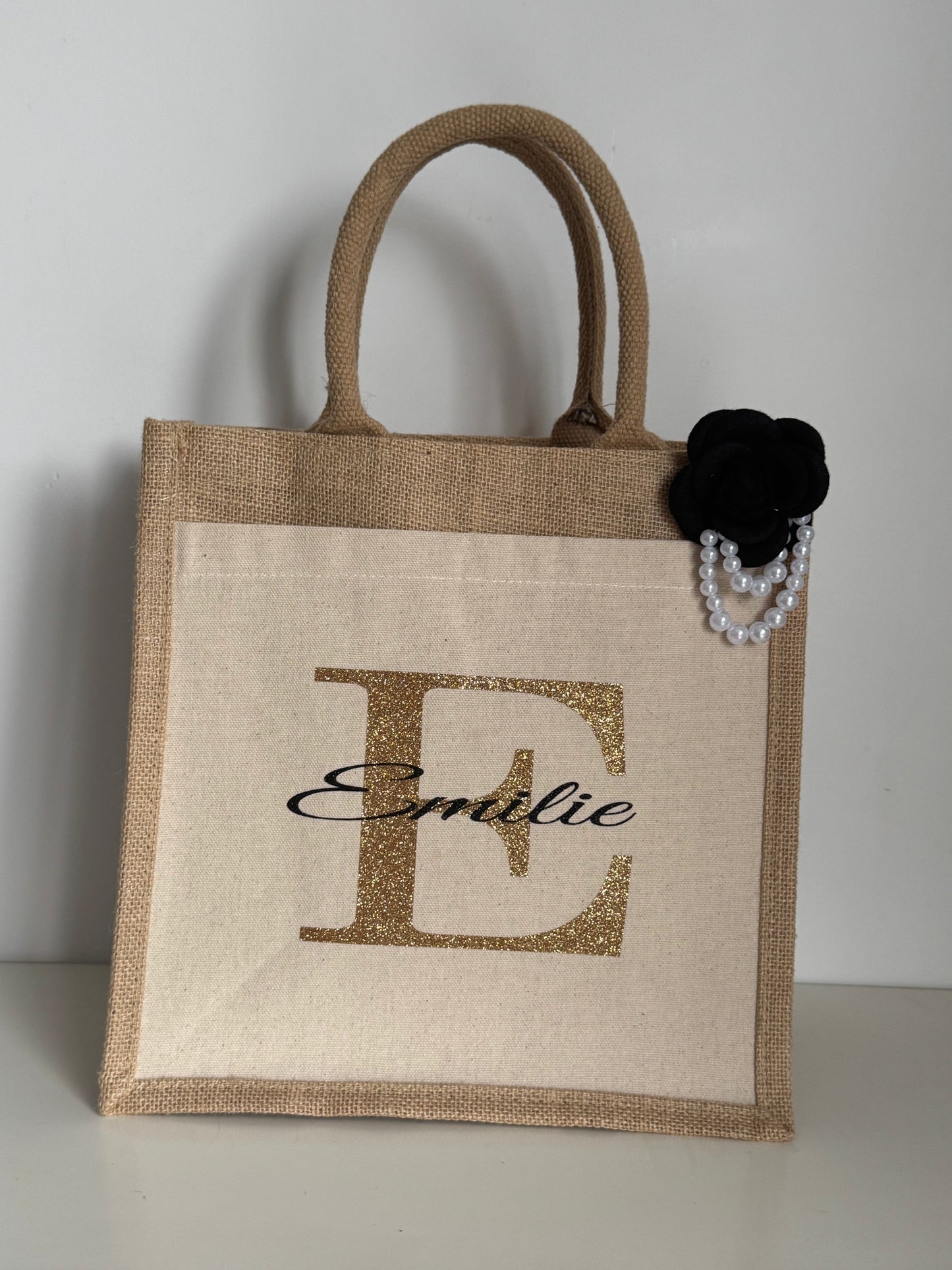 Petit Sac Cabas en jute + accessoires