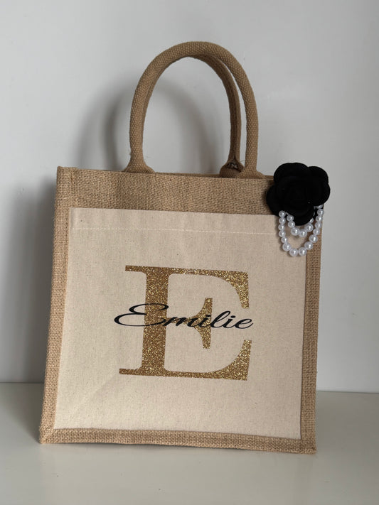 Petit Sac Cabas en jute + accessoires